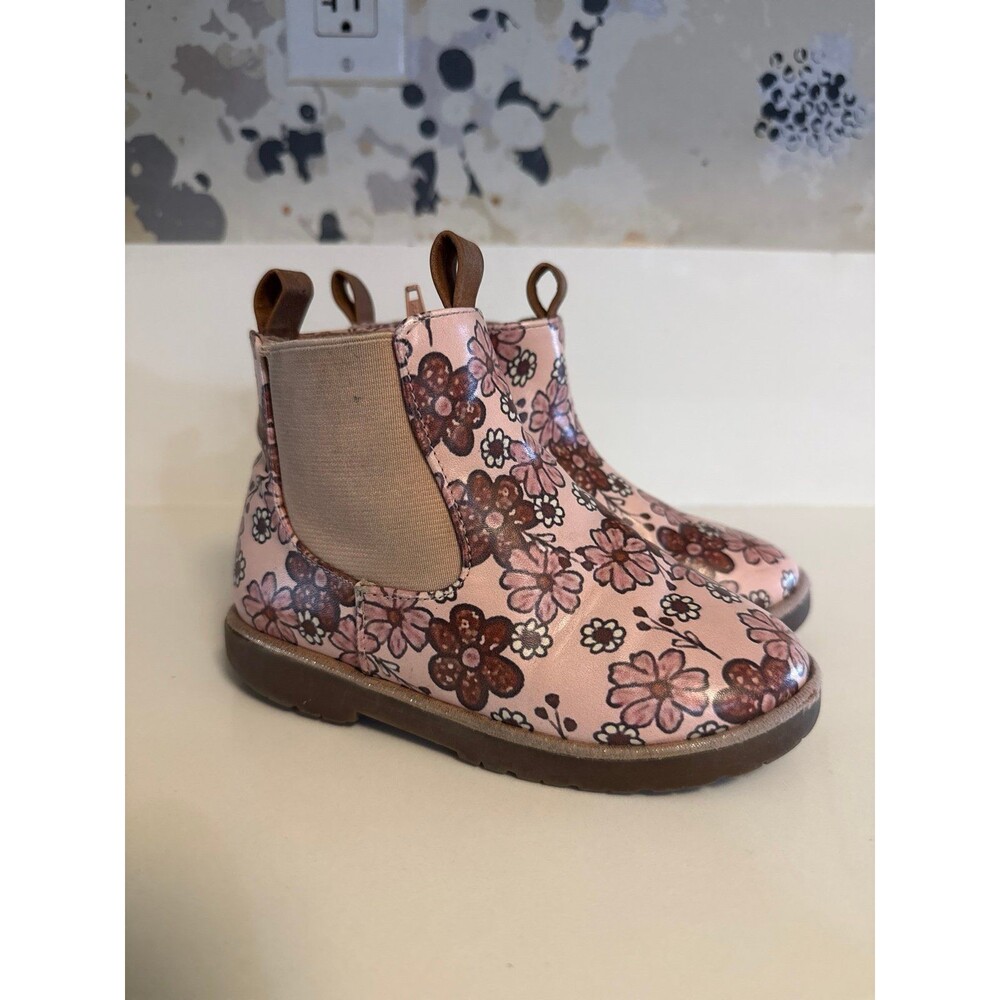 Nordstrom Pink boho floral print toddler chelsea boots